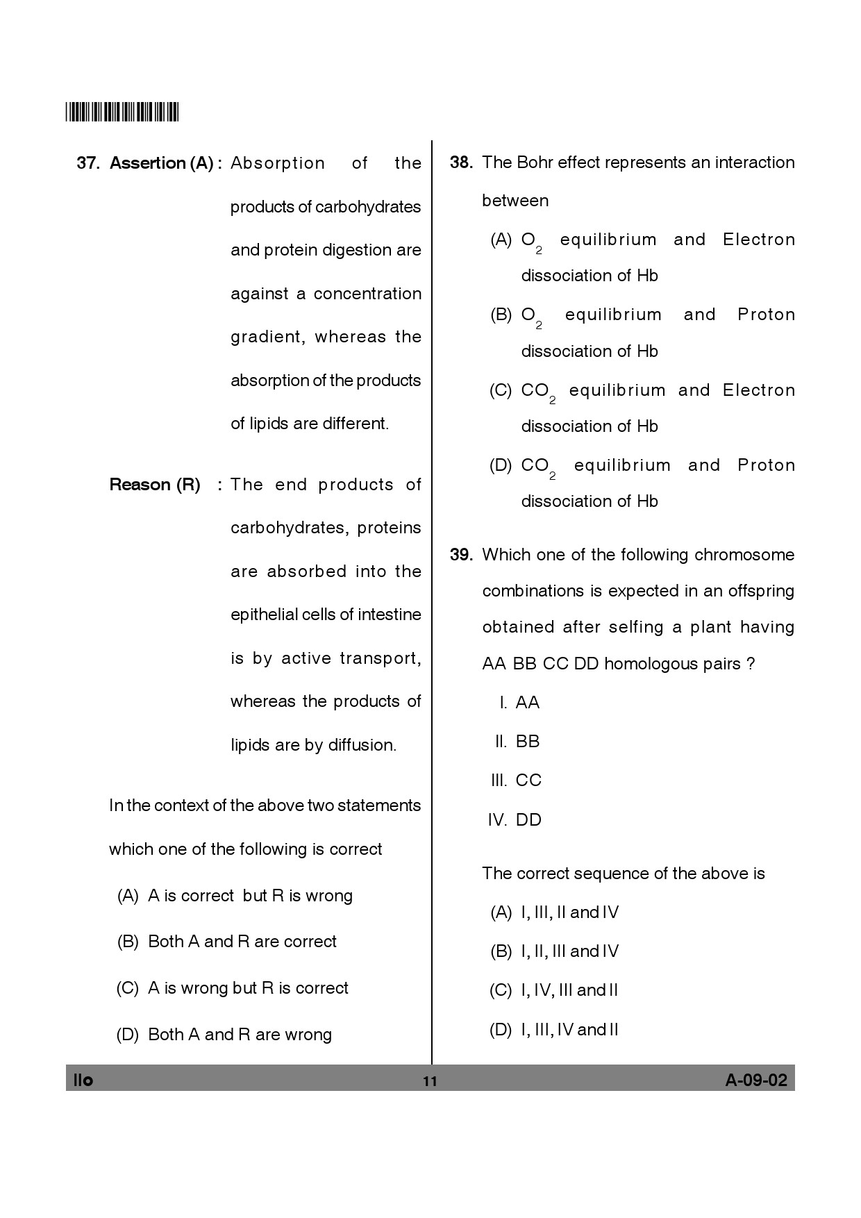 Telangana SET Life Sciences 2012 Question Paper II 10