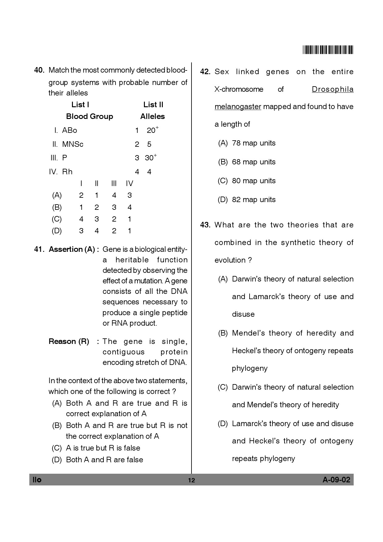 Telangana SET Life Sciences 2012 Question Paper II 11