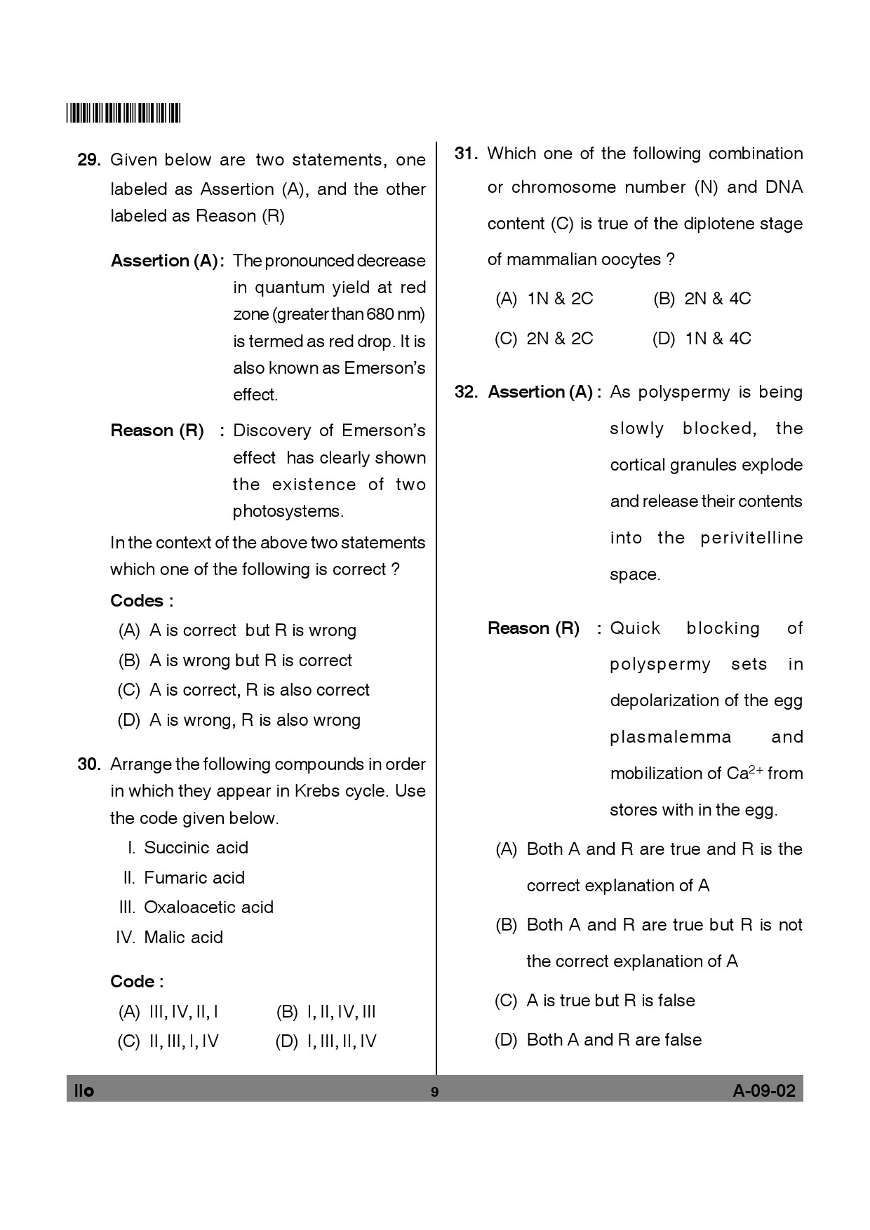 Telangana SET Life Sciences 2012 Question Paper II 8