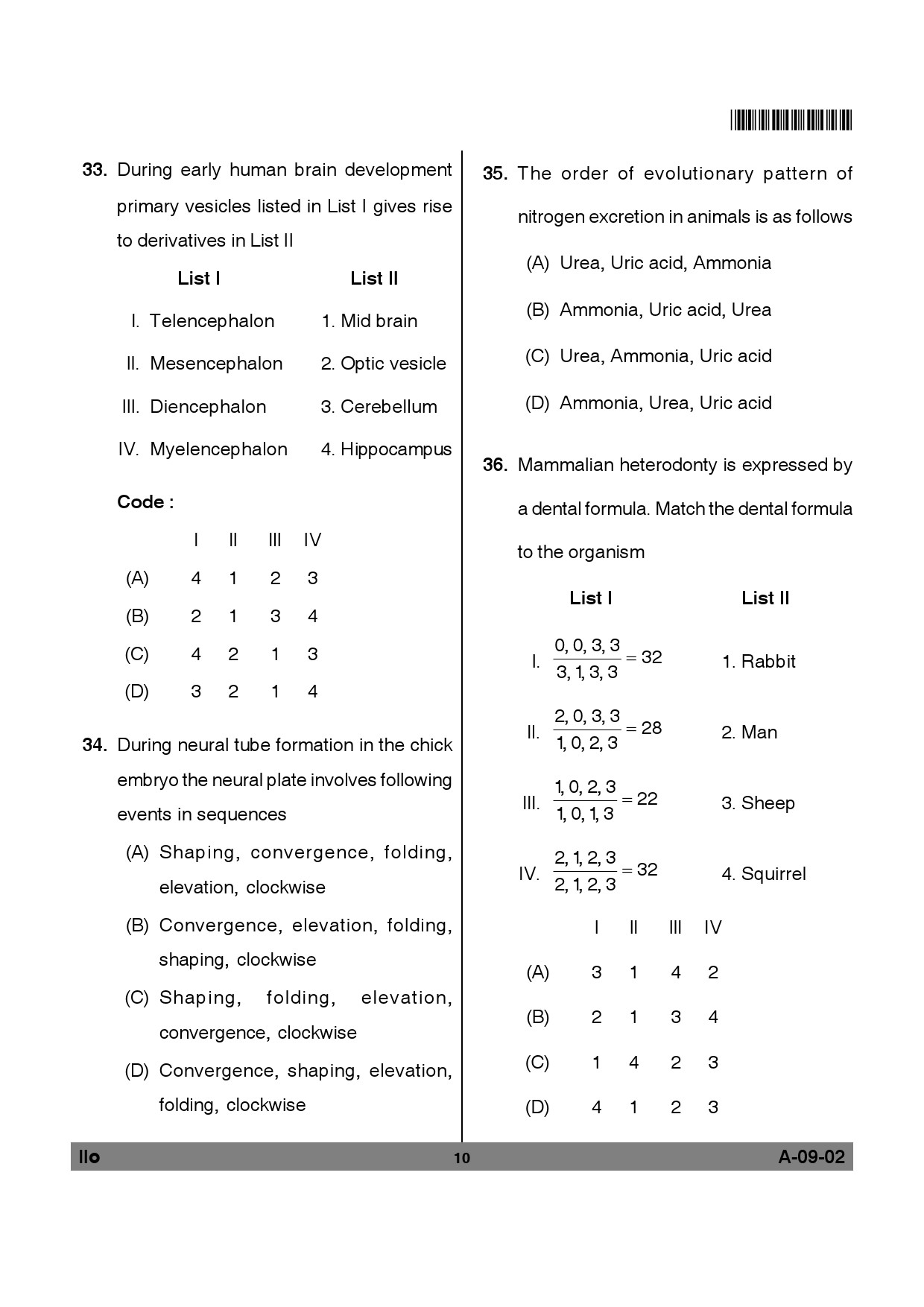 Telangana SET Life Sciences 2012 Question Paper II 9