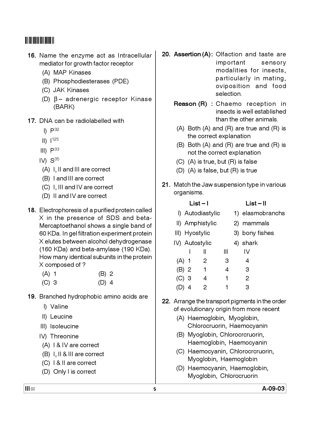 Telangana SET Life Sciences 2012 Question Paper III 4