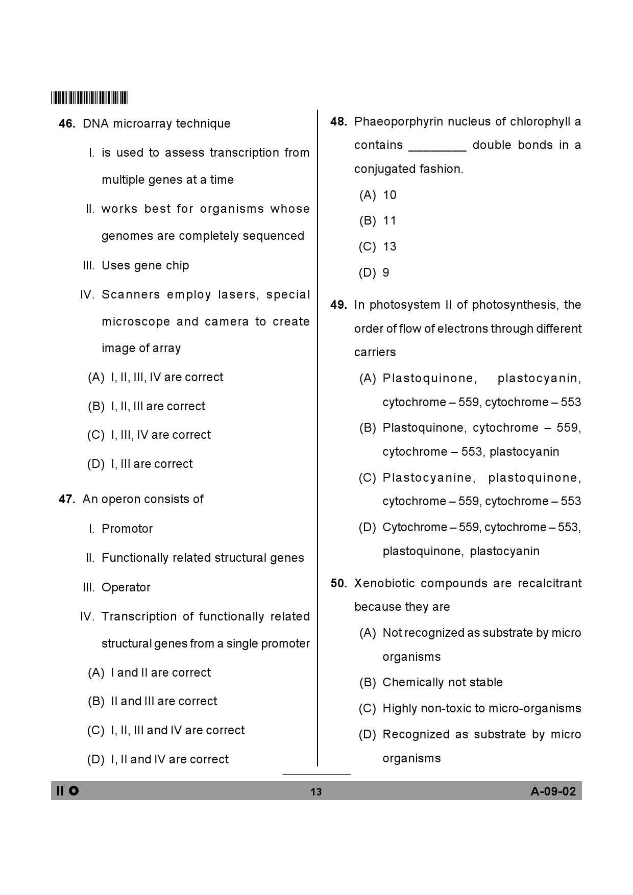 Telangana SET Life Sciences 2013 Question Paper II 12