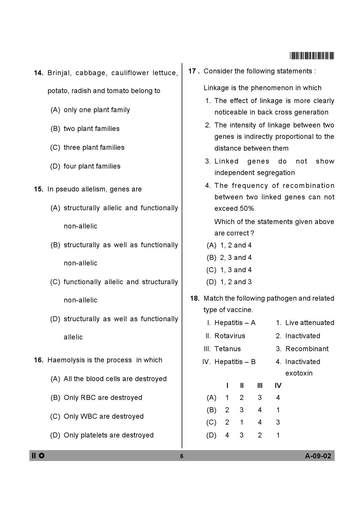 Telangana SET Life Sciences 2013 Question Paper II 5