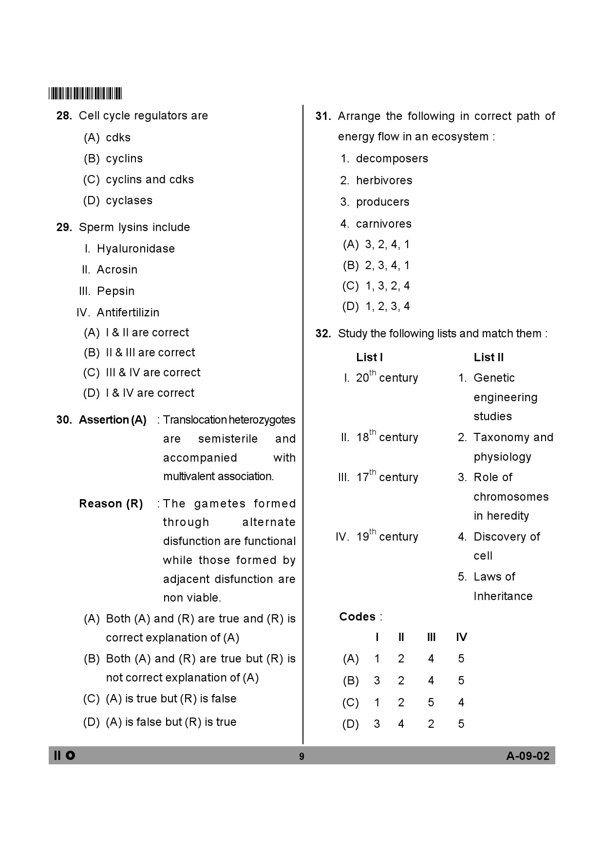 Telangana SET Life Sciences 2013 Question Paper II 8