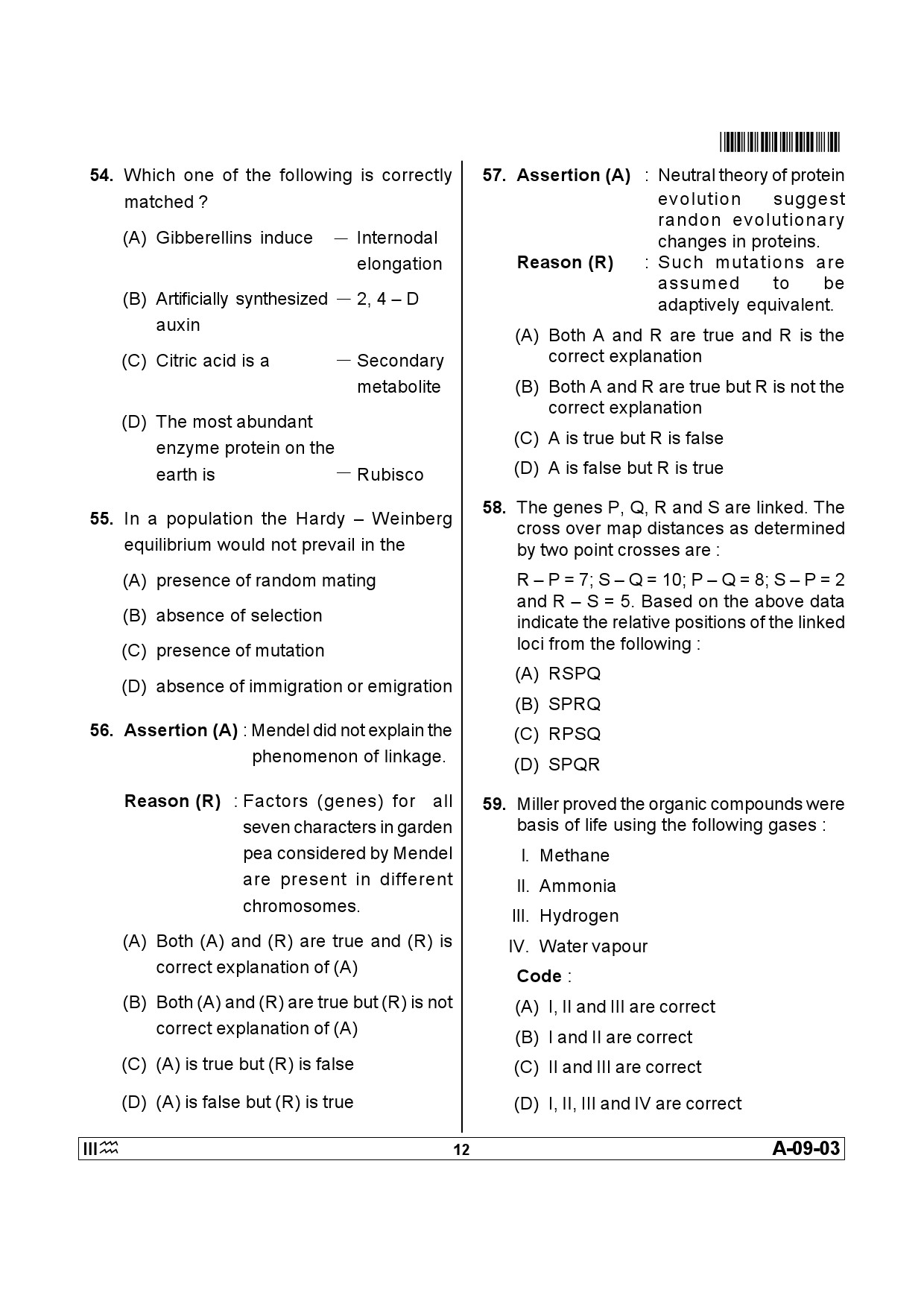 Telangana SET Life Sciences 2013 Question Paper III 11