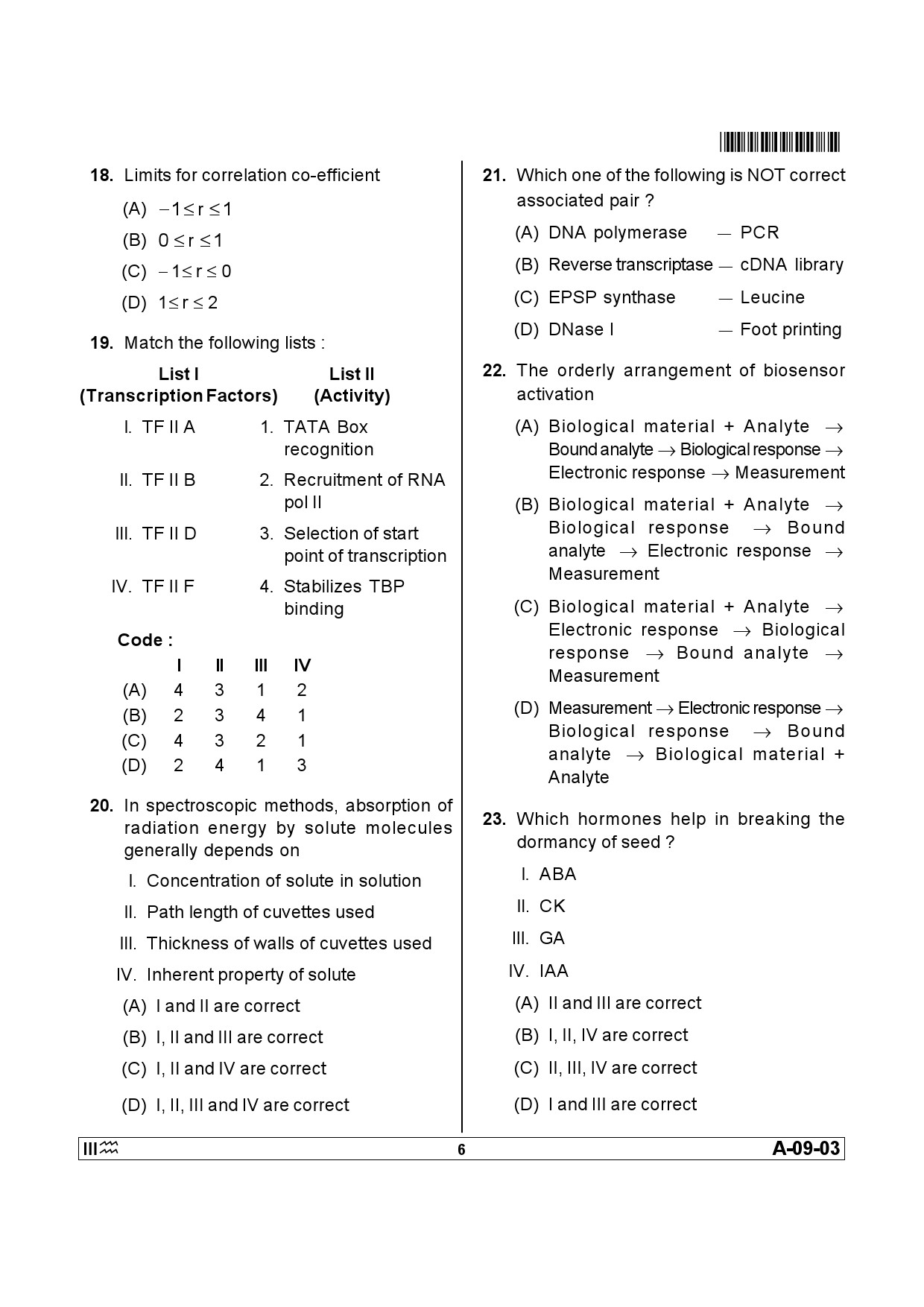 Telangana SET Life Sciences 2013 Question Paper III 5