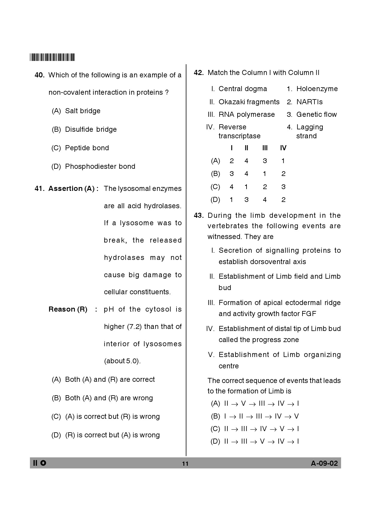 Telangana SET Life Sciences 2014 Question Paper II 10