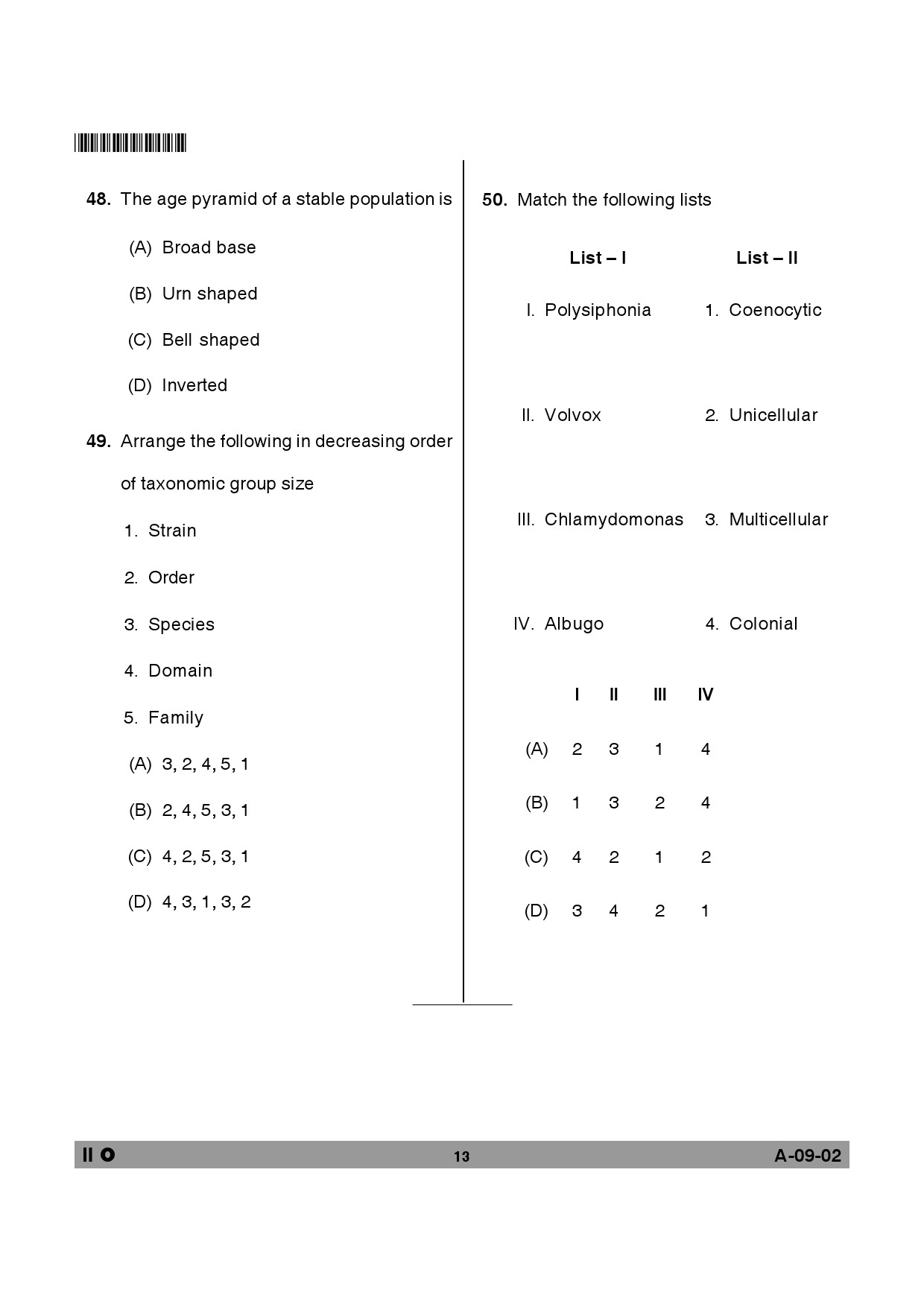 Telangana SET Life Sciences 2014 Question Paper II 12