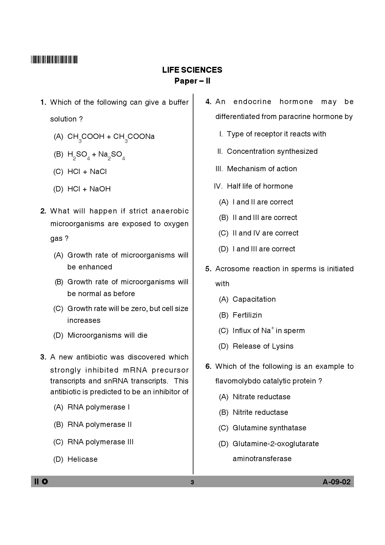 Telangana SET Life Sciences 2014 Question Paper II 2