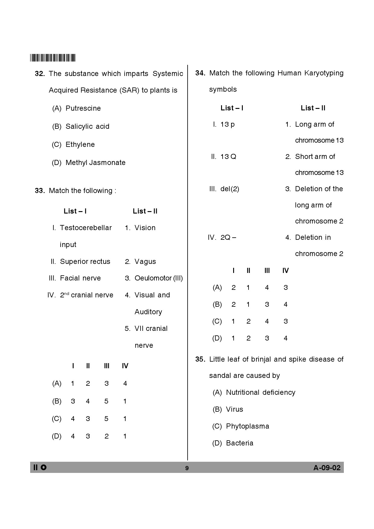 Telangana SET Life Sciences 2014 Question Paper II 8