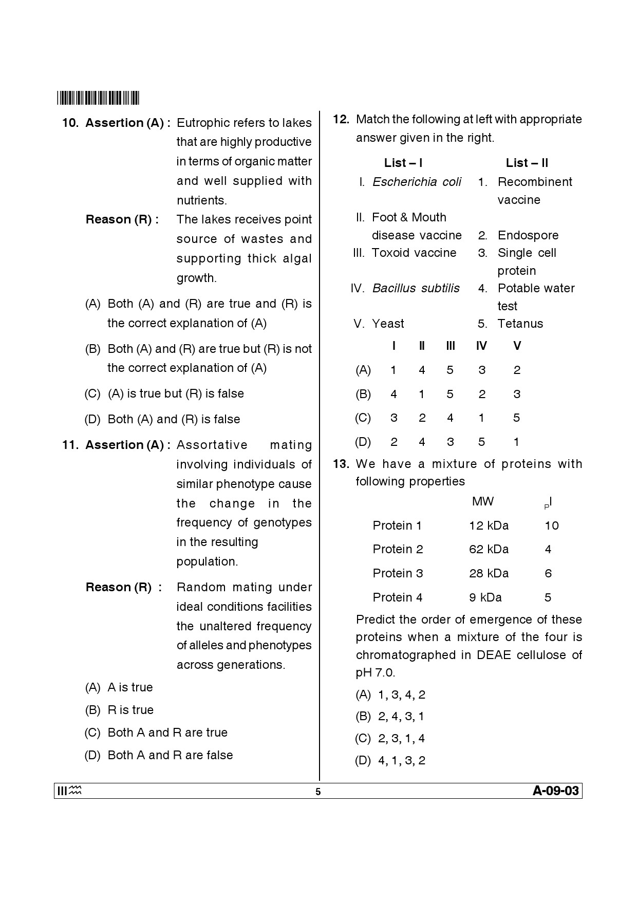 Telangana SET Life Sciences 2014 Question Paper III 4