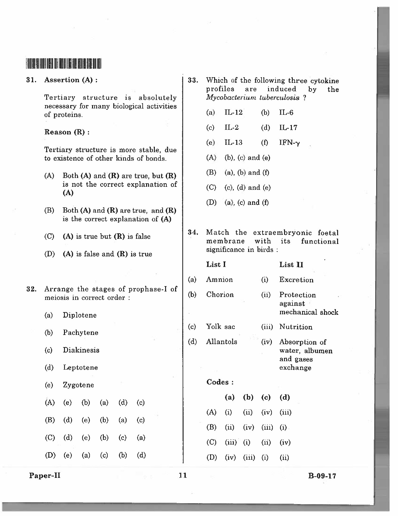 Telangana SET Life Sciences 2017 Question Paper II 10