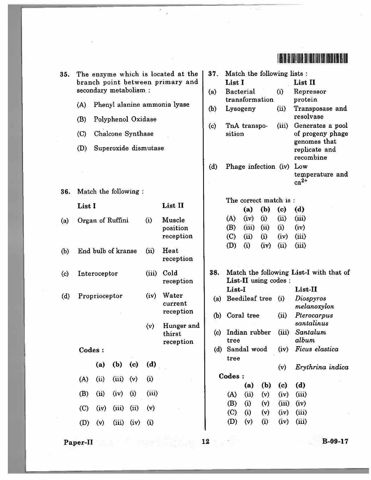 Telangana SET Life Sciences 2017 Question Paper II 11