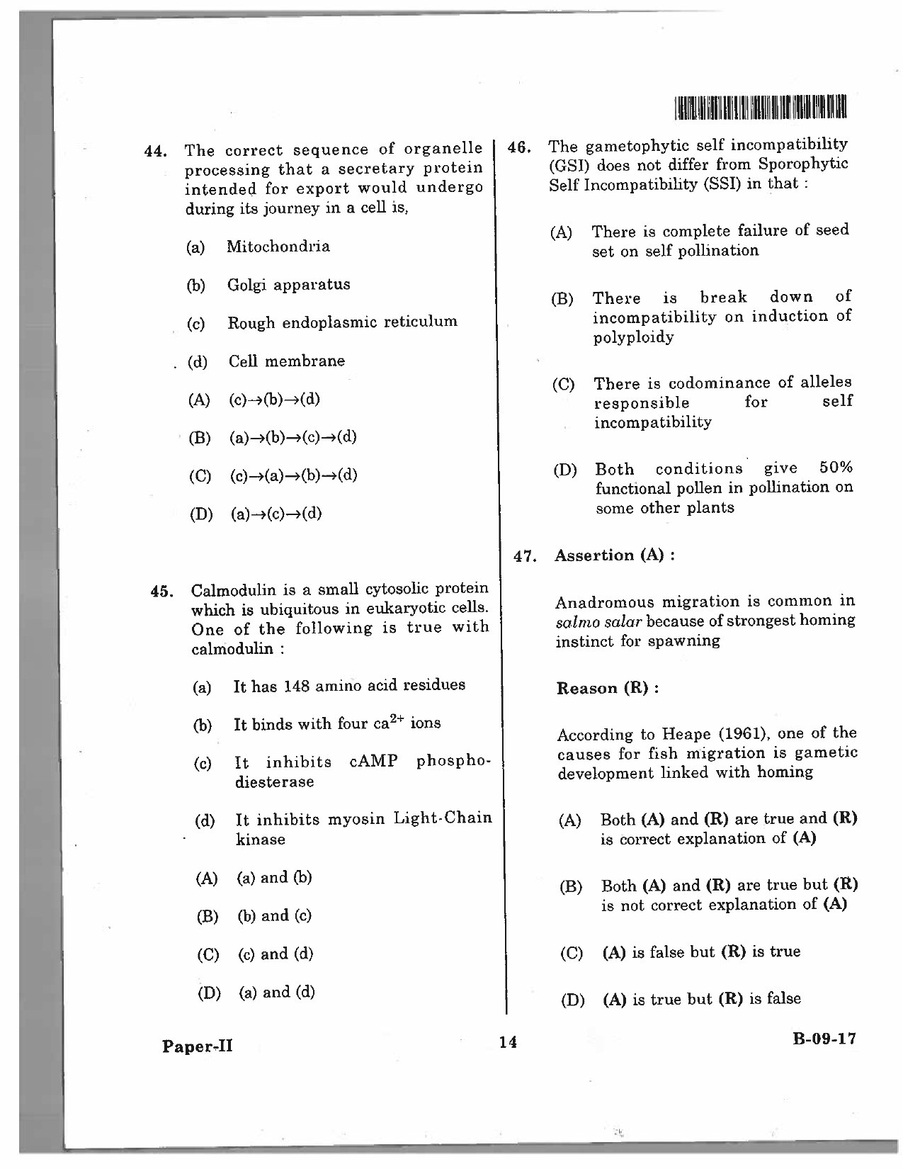 Telangana SET Life Sciences 2017 Question Paper II 13