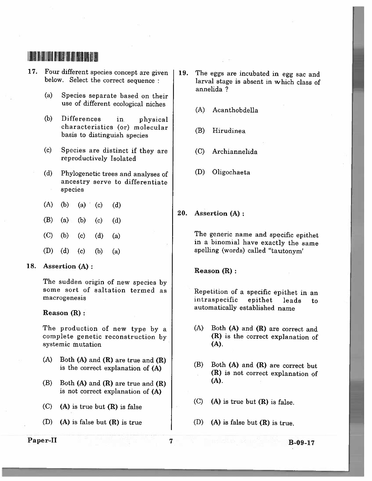 Telangana SET Life Sciences 2017 Question Paper II 6