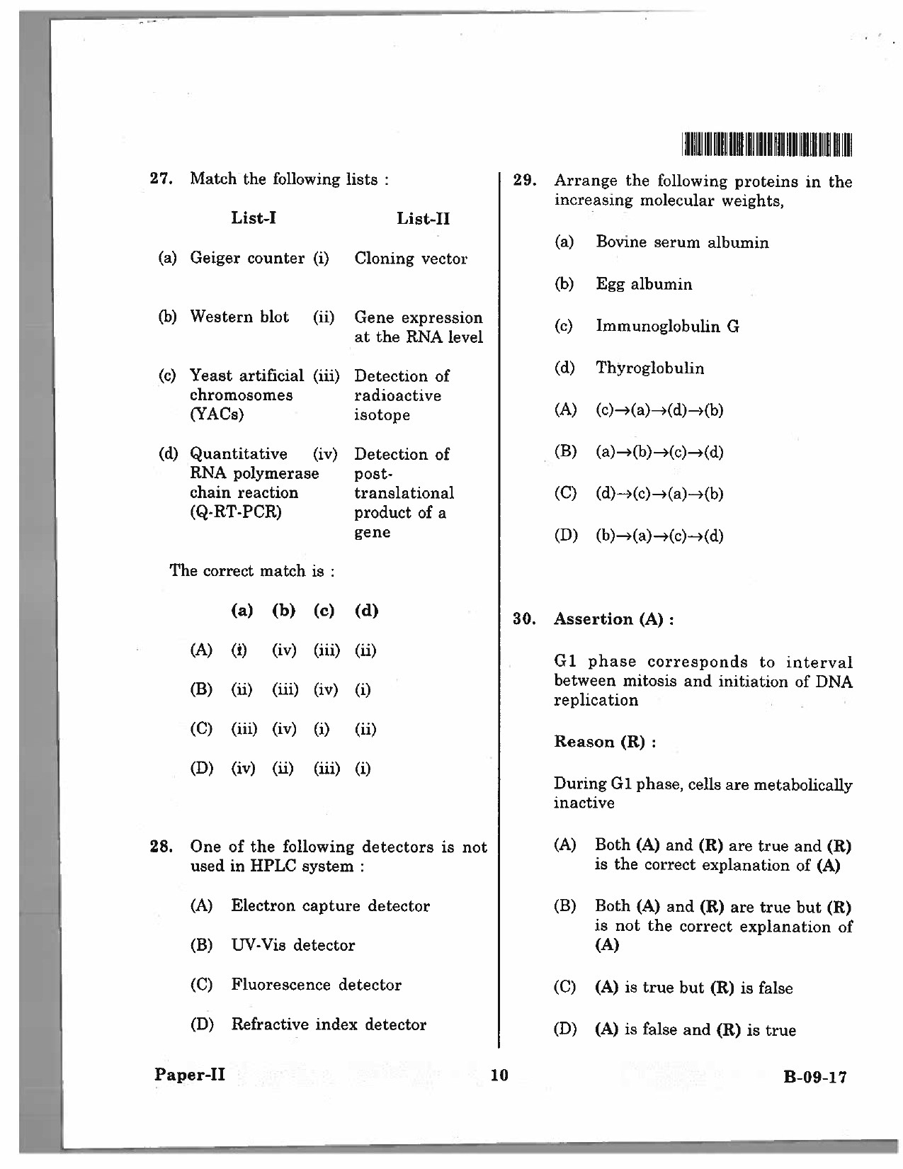 Telangana SET Life Sciences 2017 Question Paper II 9