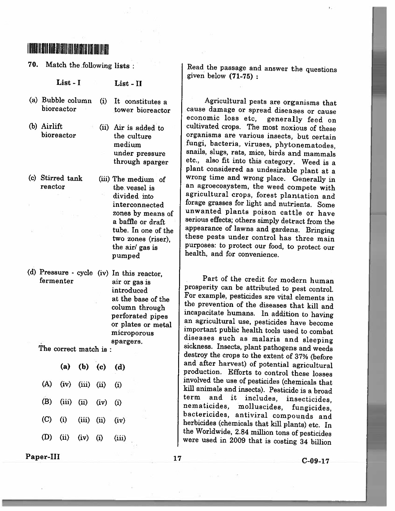 Telangana SET Life Sciences 2017 Question Paper III 16