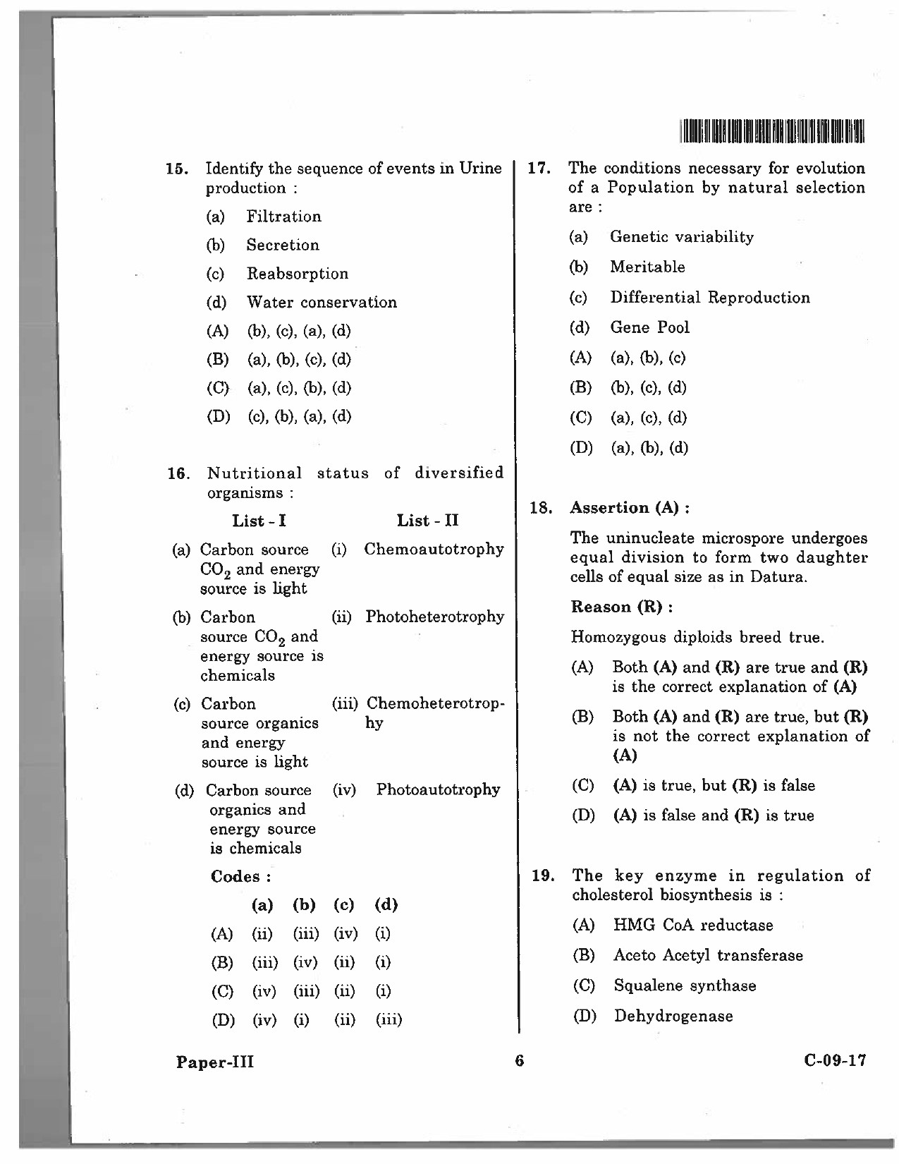 Telangana SET Life Sciences 2017 Question Paper III 5