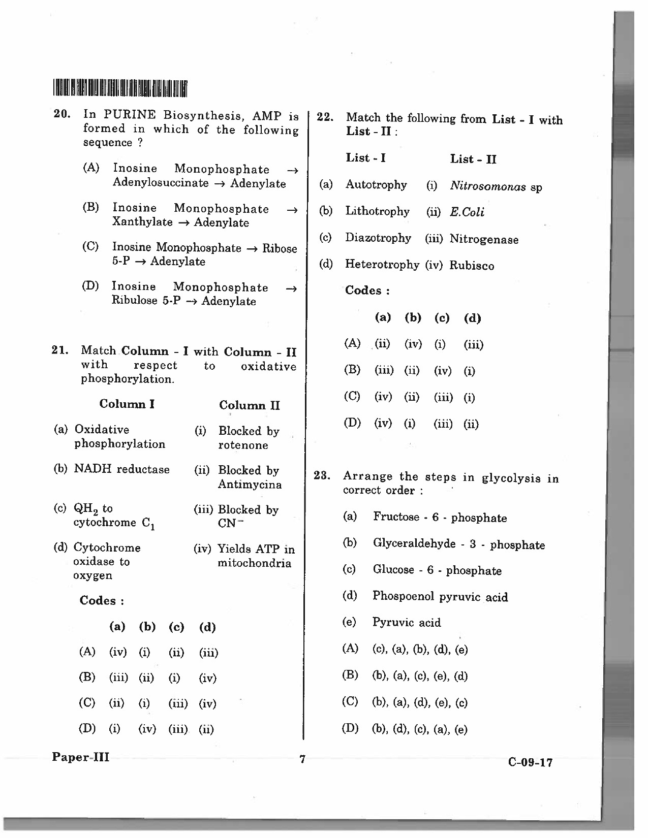 Telangana SET Life Sciences 2017 Question Paper III 6