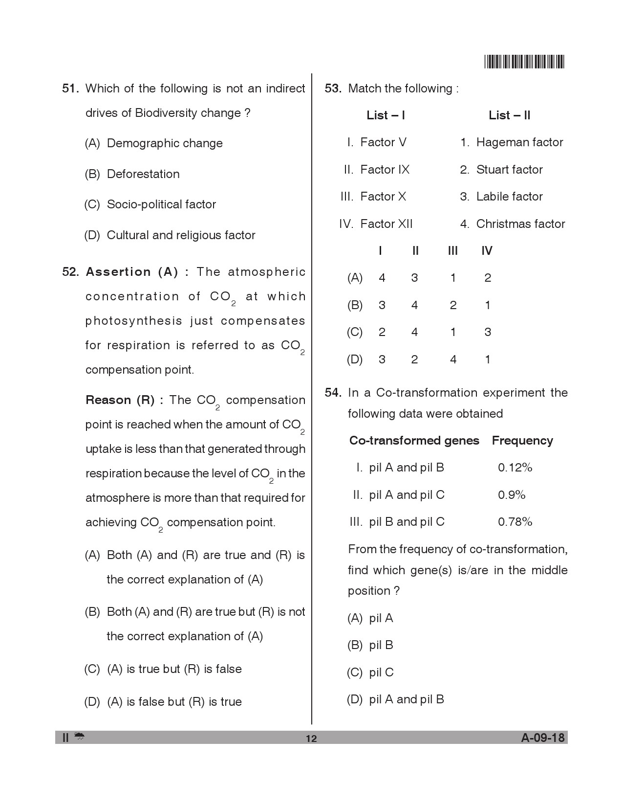 Telangana SET Life Sciences 2018 Question Paper II 11