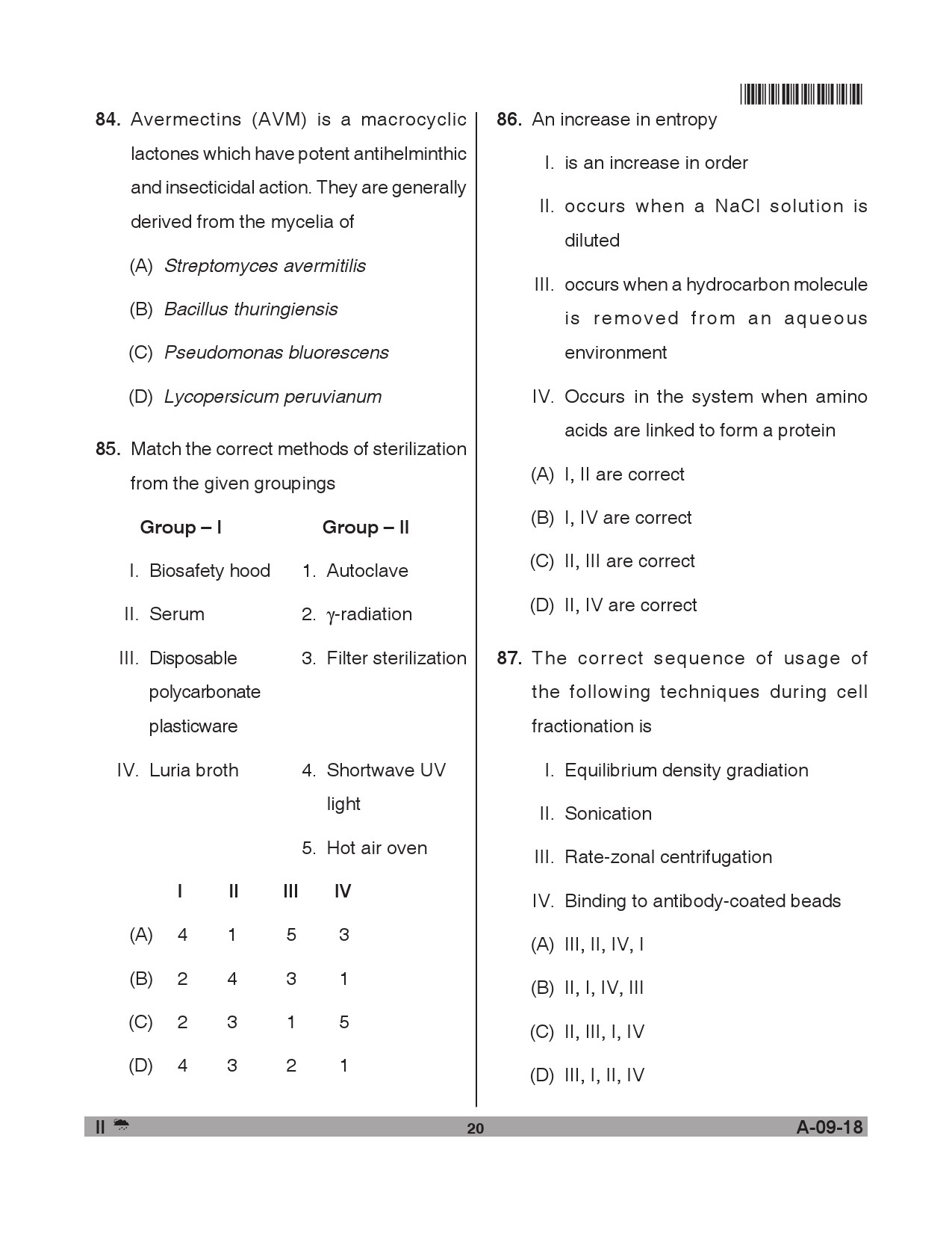 Telangana SET Life Sciences 2018 Question Paper II 19