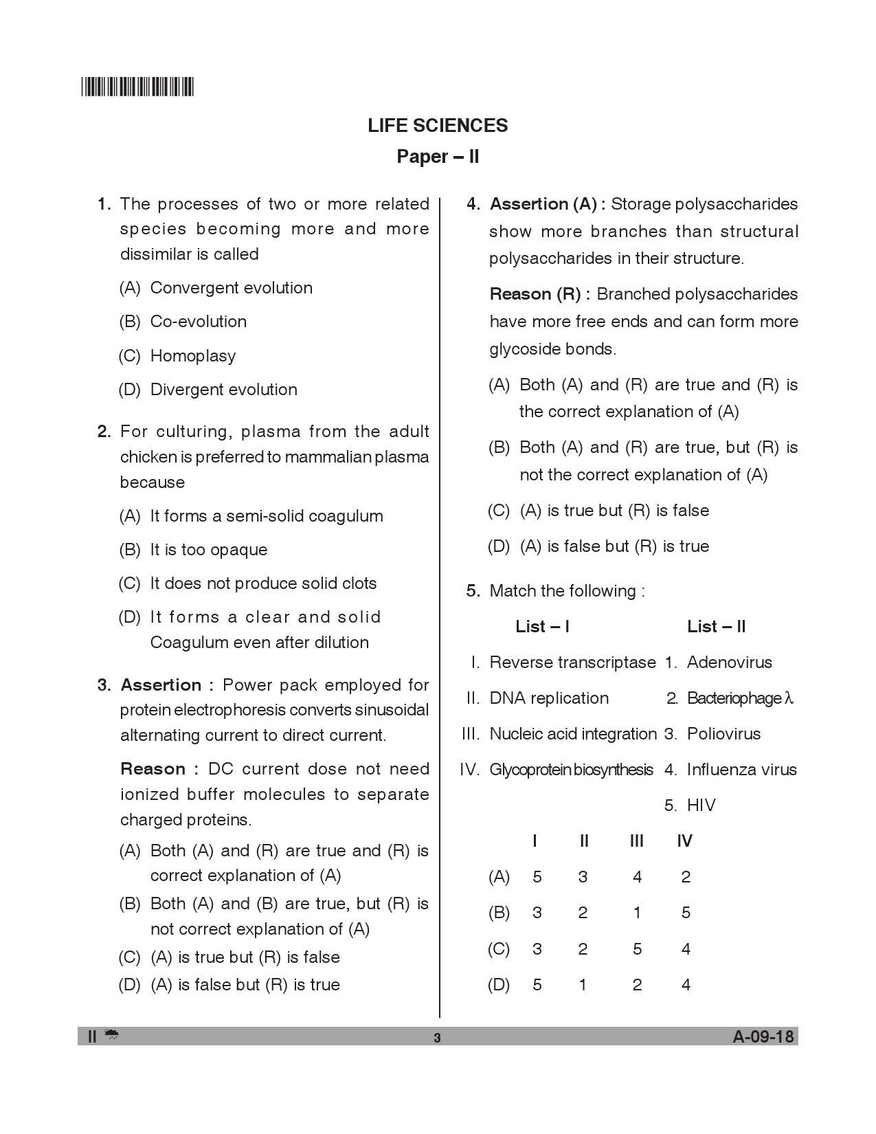 Telangana SET Life Sciences 2018 Question Paper II 2