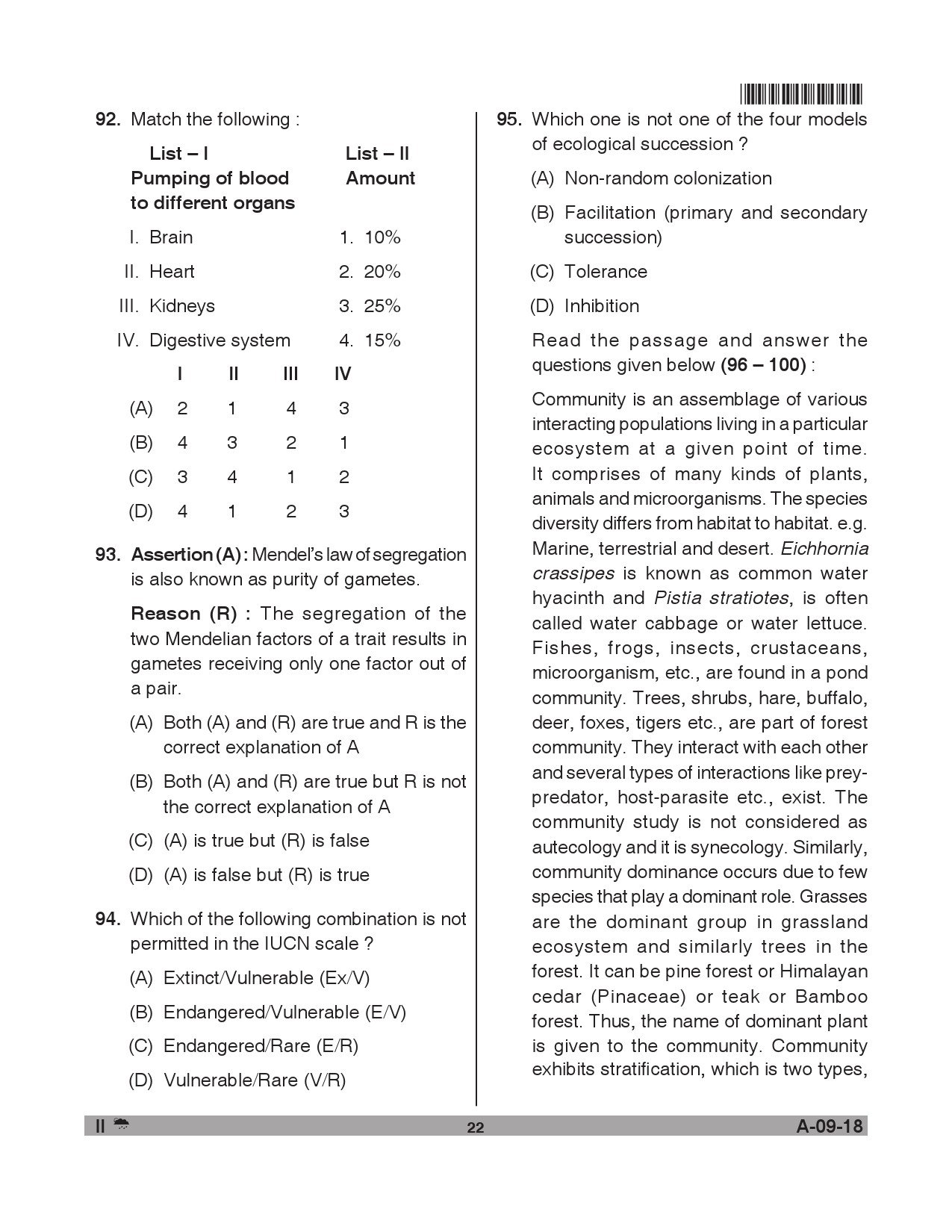 Telangana SET Life Sciences 2018 Question Paper II 21