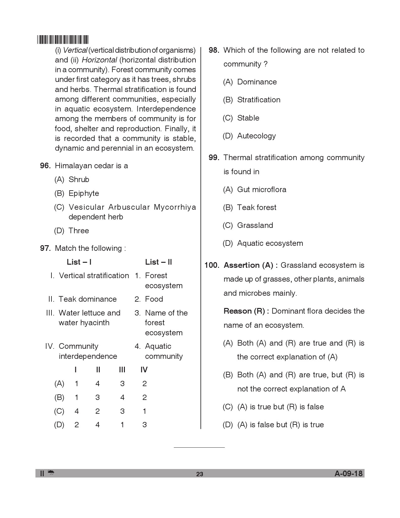 Telangana SET Life Sciences 2018 Question Paper II 22