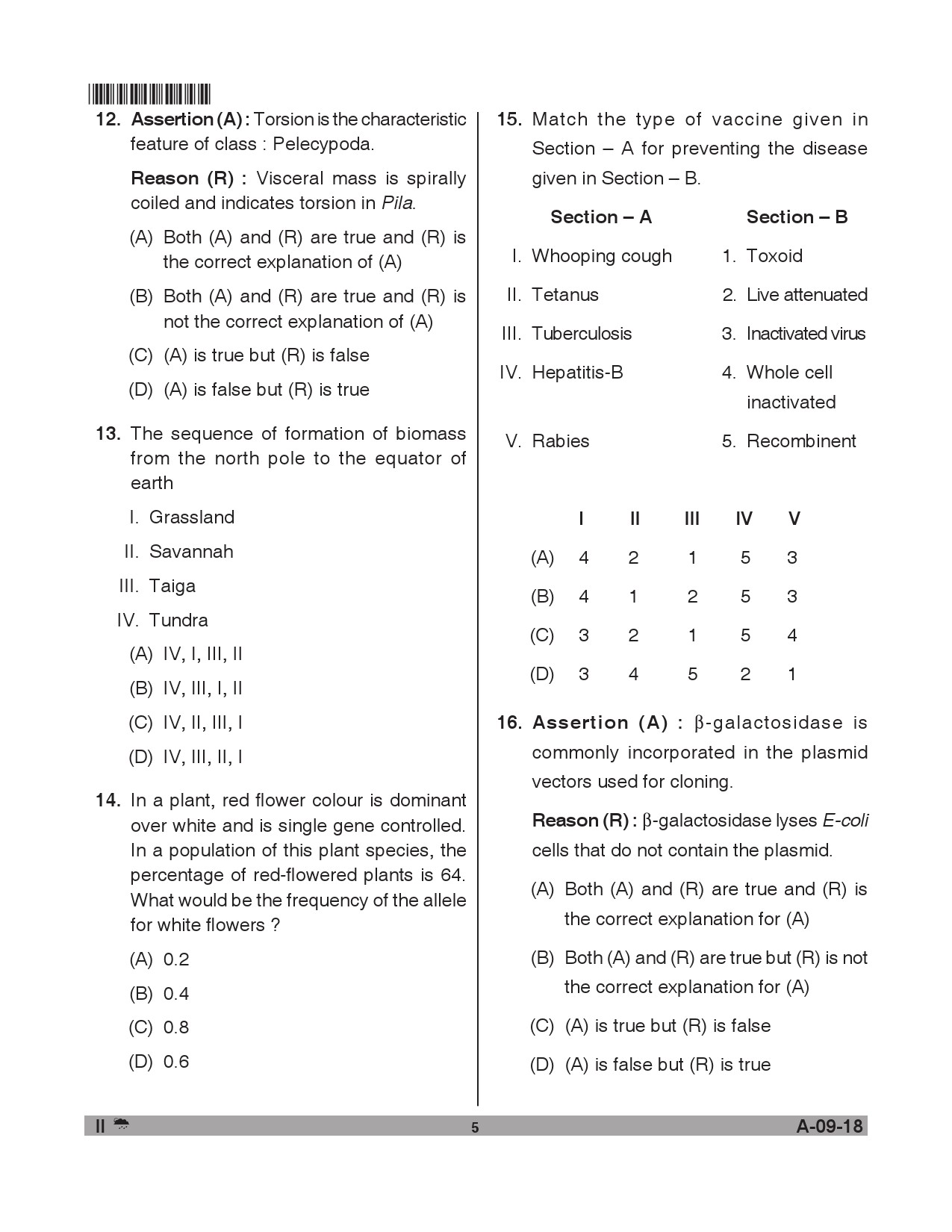 Telangana SET Life Sciences 2018 Question Paper II 4