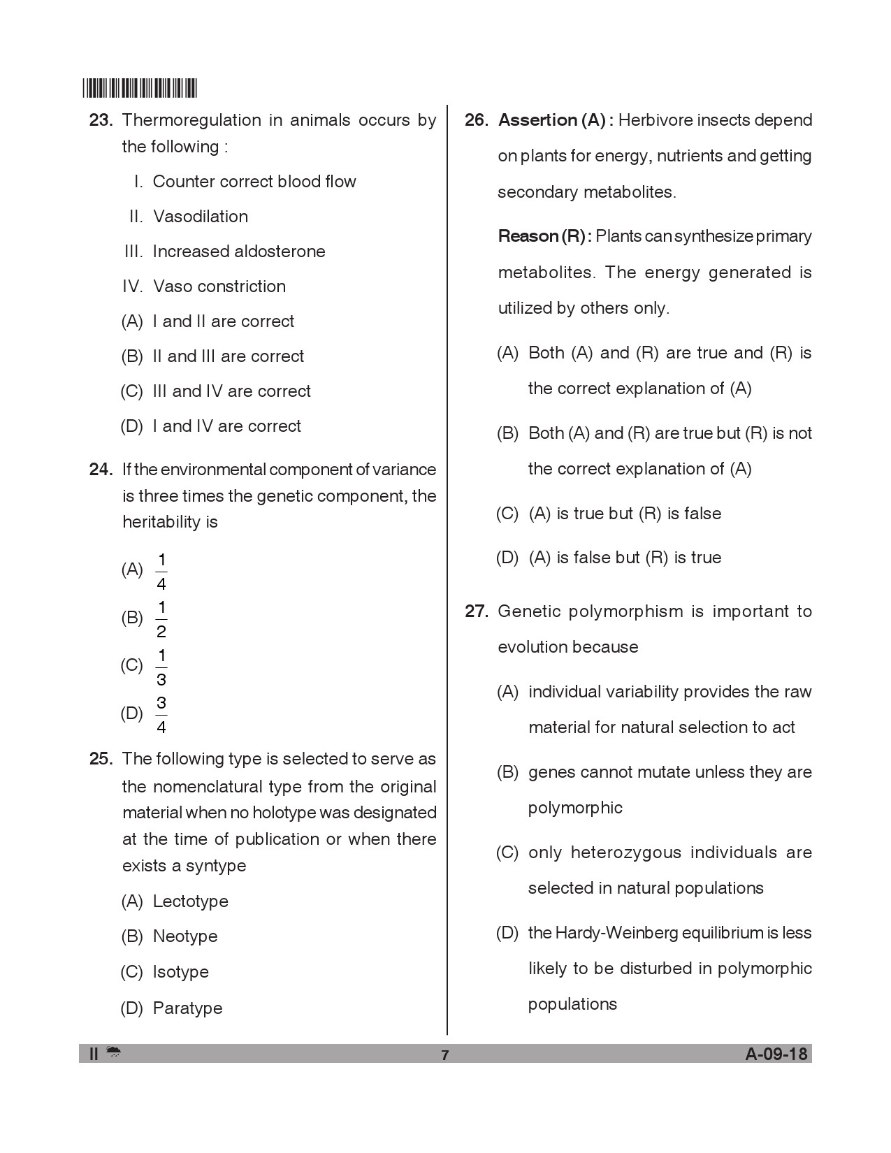 Telangana SET Life Sciences 2018 Question Paper II 6