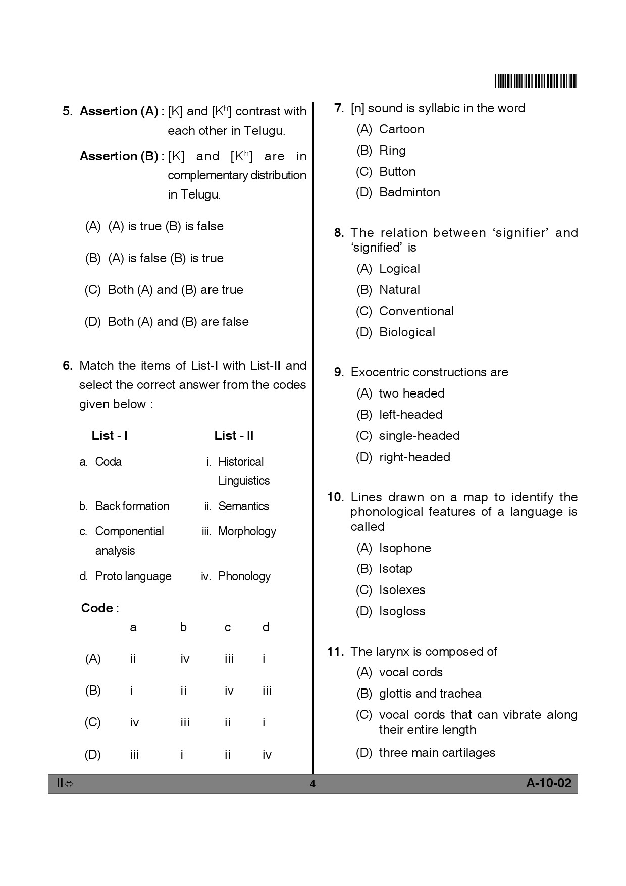 Telangana SET Linguistics 2012 Question Paper II 3