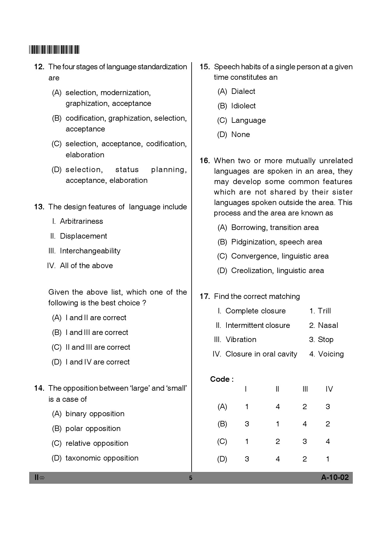 Telangana SET Linguistics 2012 Question Paper II 4