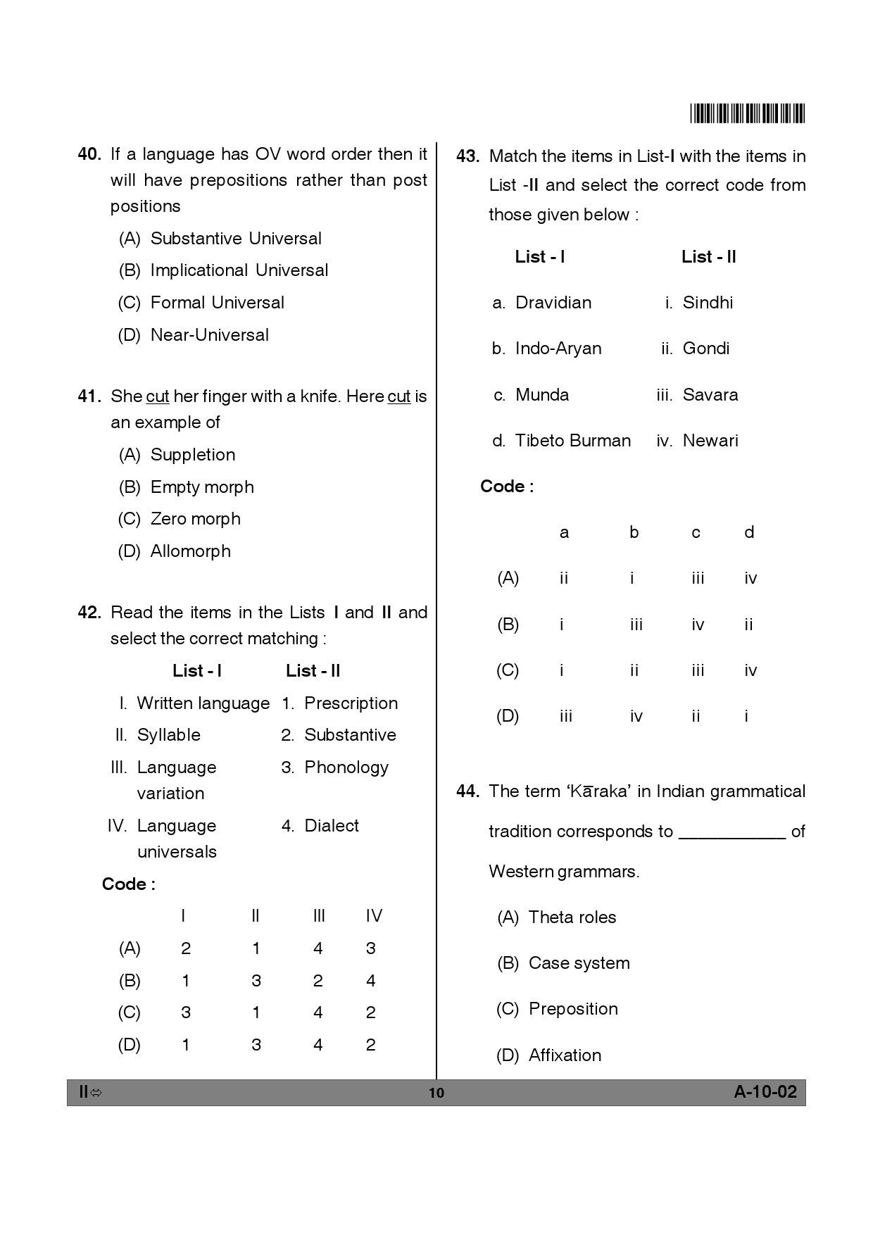 Telangana SET Linguistics 2012 Question Paper II 9