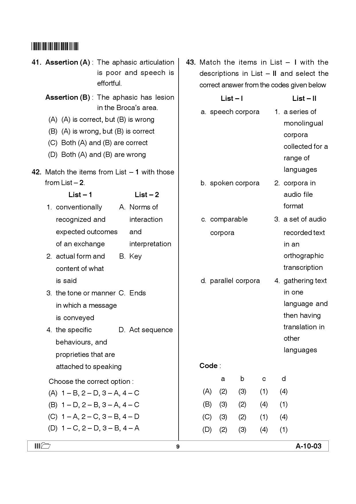 Telangana SET Linguistics 2012 Question Paper III 8