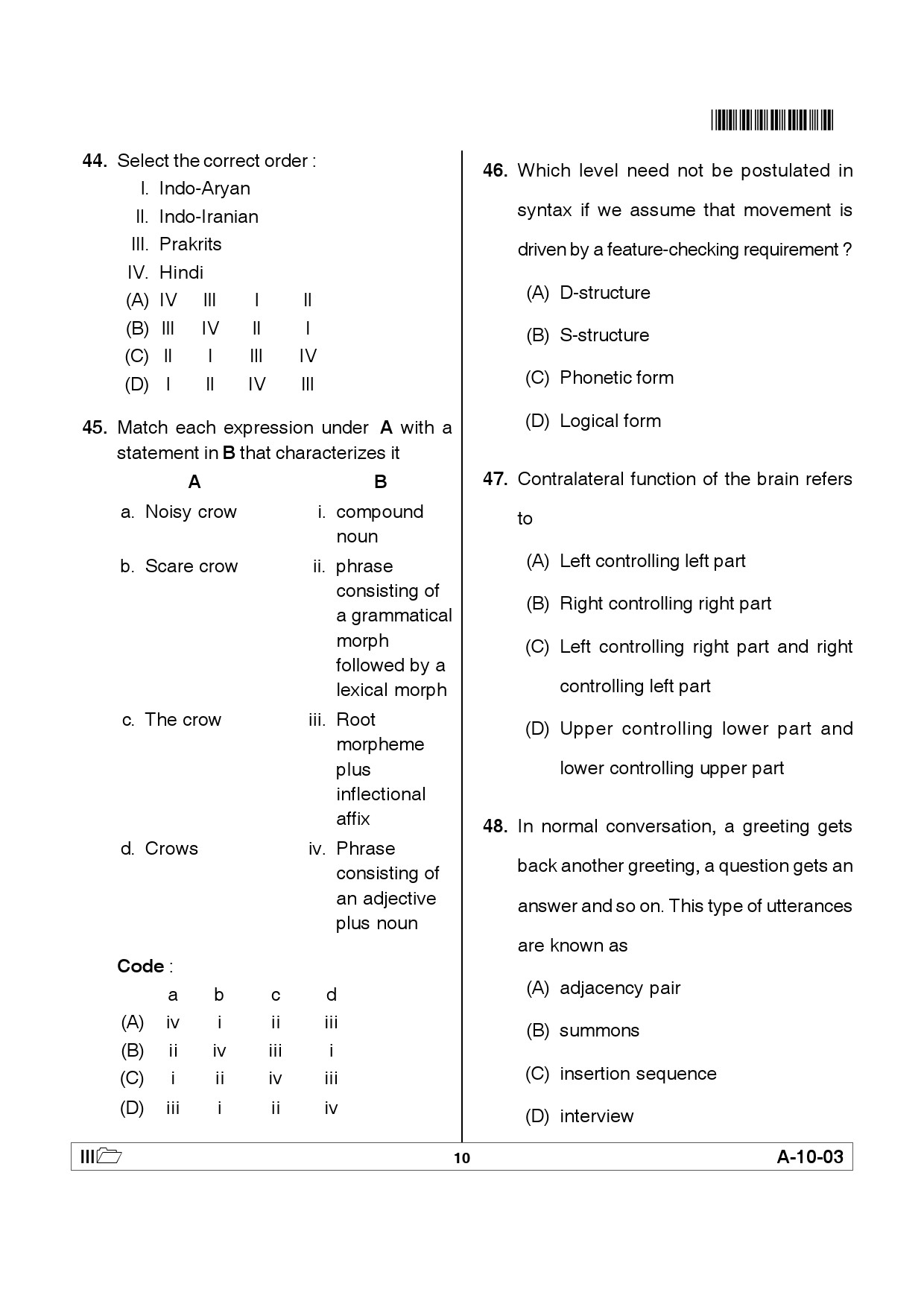 Telangana SET Linguistics 2012 Question Paper III 9