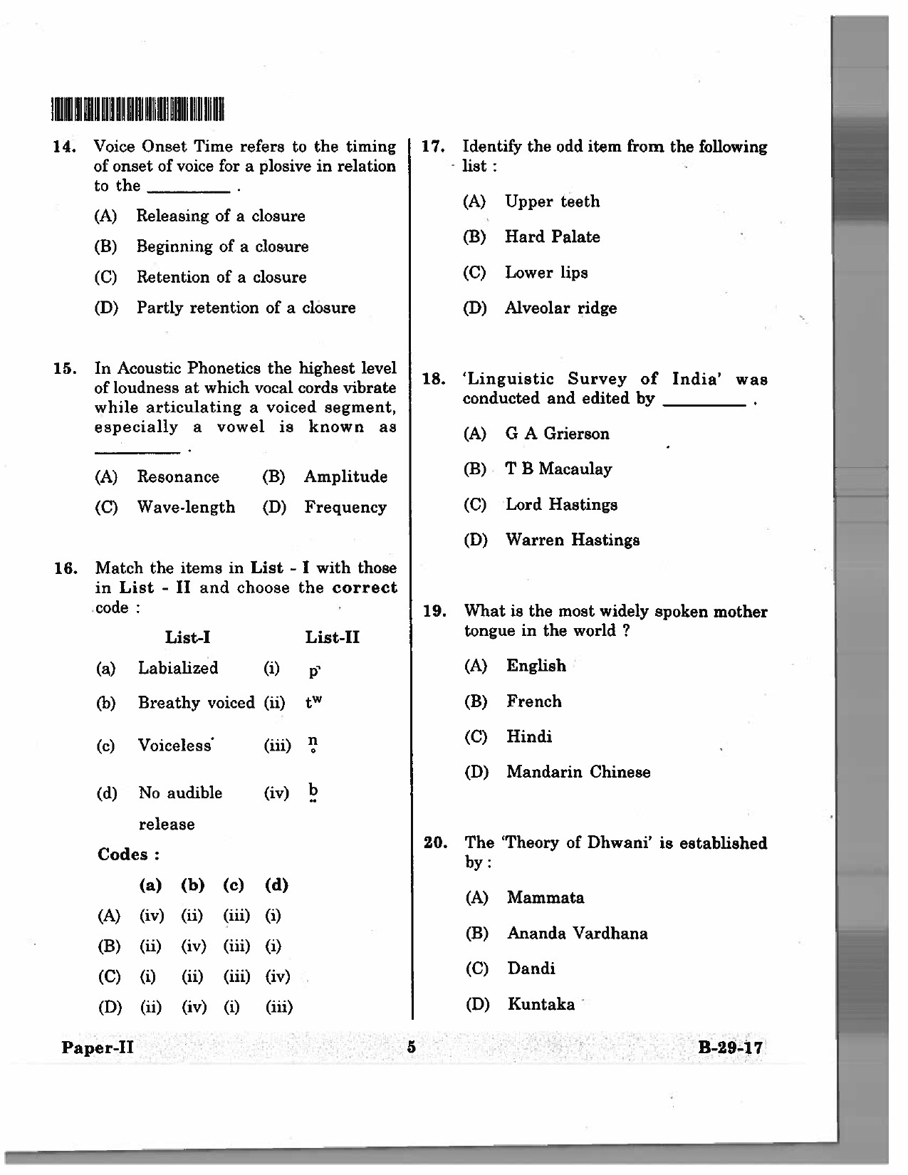 Telangana SET Linguistics 2017 Question Paper II 4