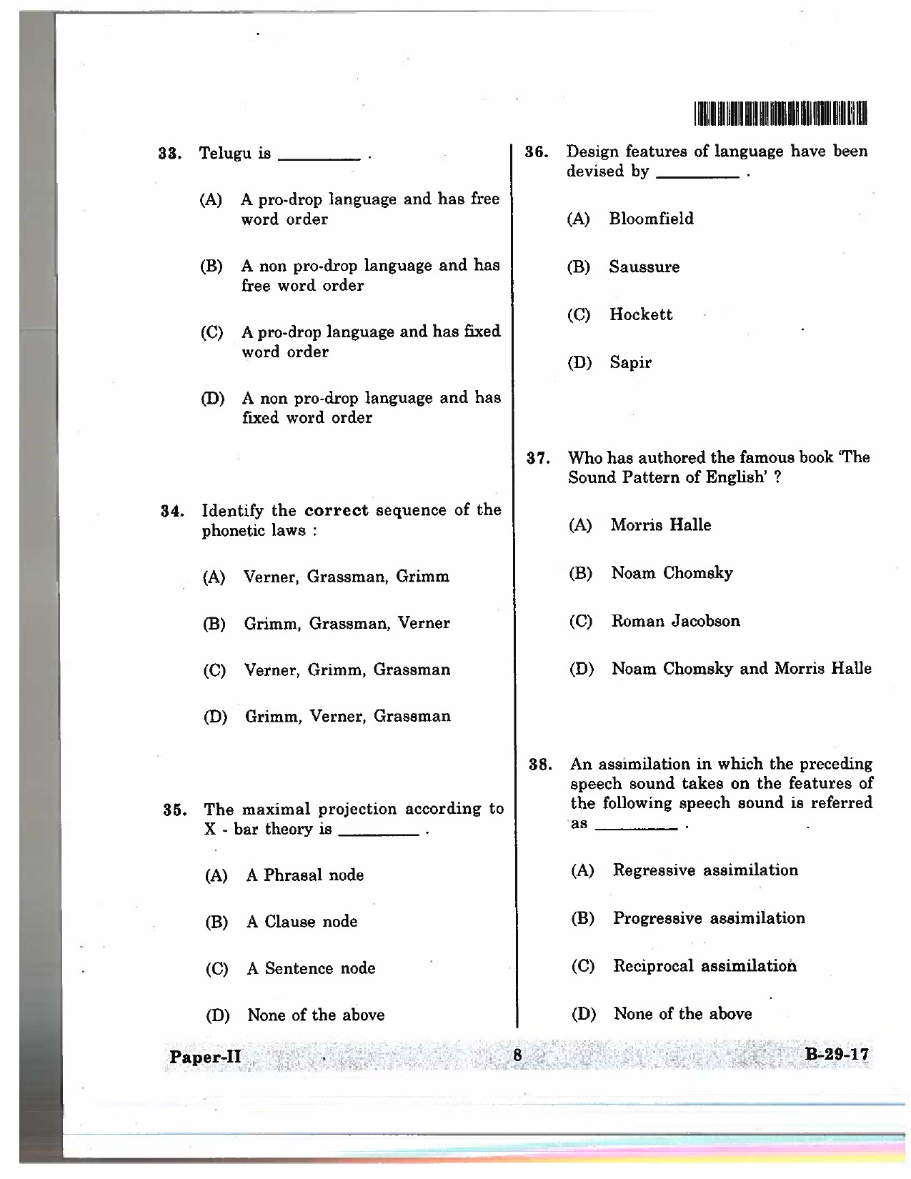 Telangana SET Linguistics 2017 Question Paper II 7