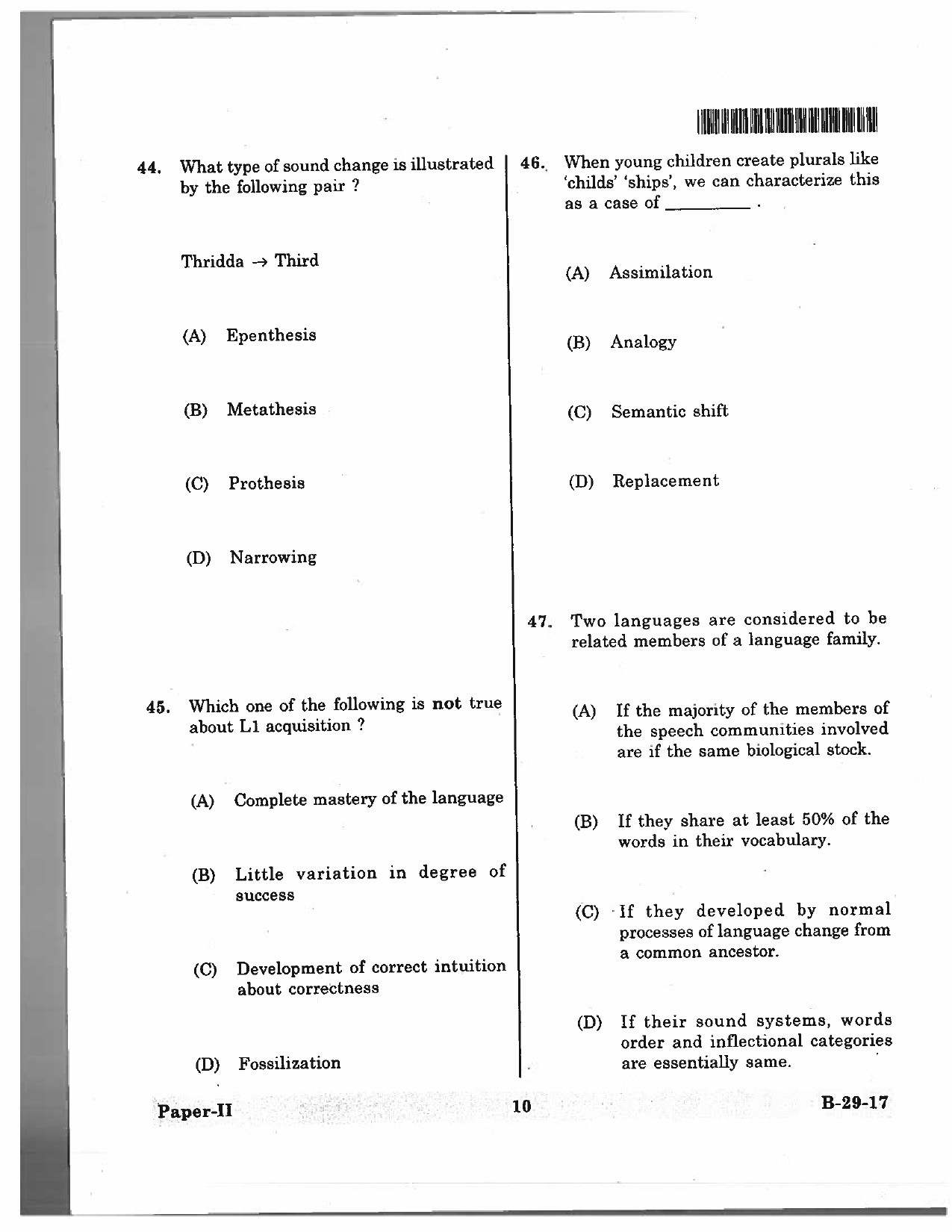 Telangana SET Linguistics 2017 Question Paper II 9