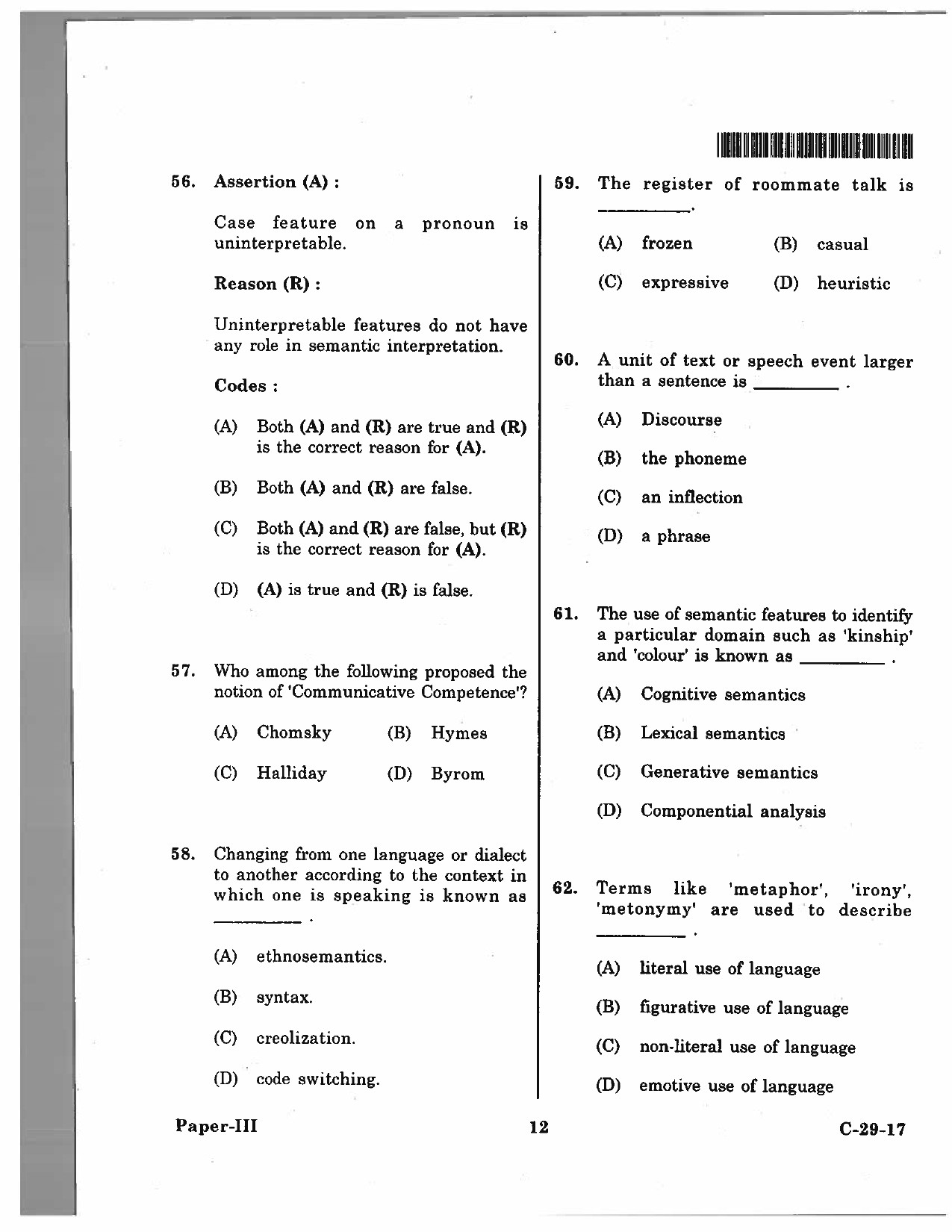 Telangana SET Linguistics 2017 Question Paper III 11