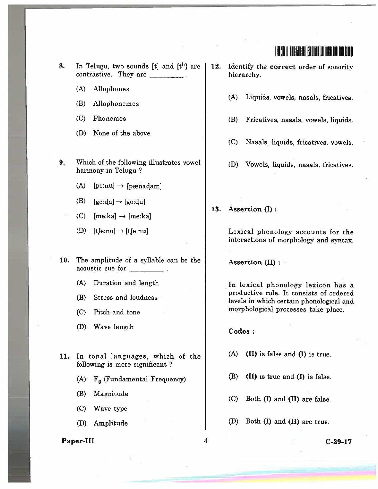 Telangana SET Linguistics 2017 Question Paper III 3