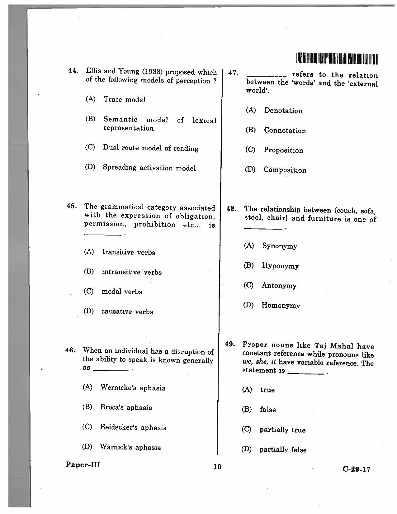 Telangana SET Linguistics 2017 Question Paper III 9