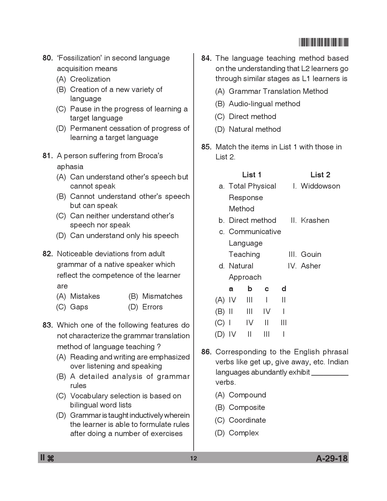 Telangana SET Linguistics 2018 Question Paper II 11