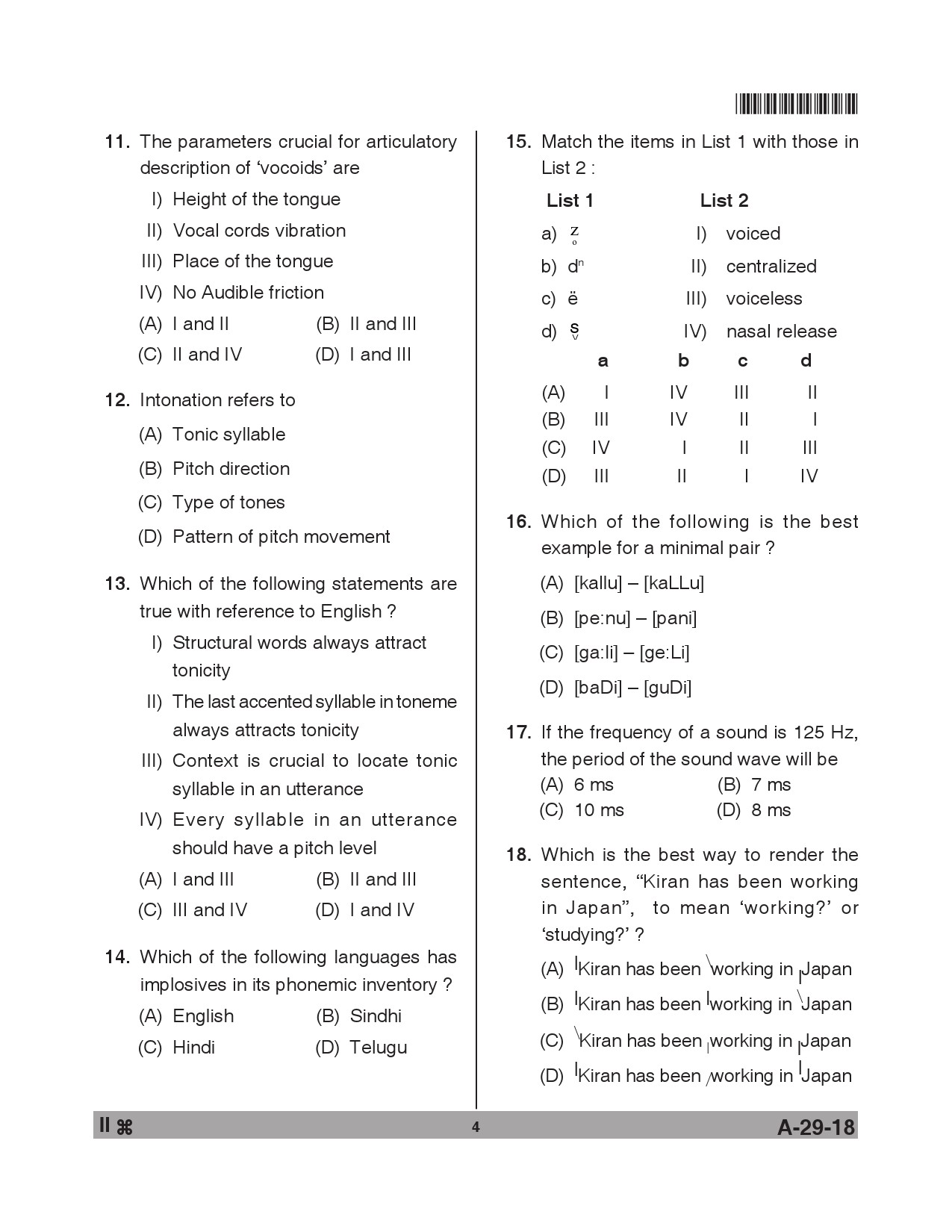 Telangana SET Linguistics 2018 Question Paper II 3