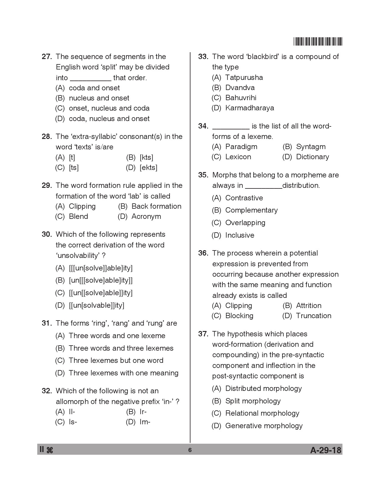 Telangana SET Linguistics 2018 Question Paper II 5