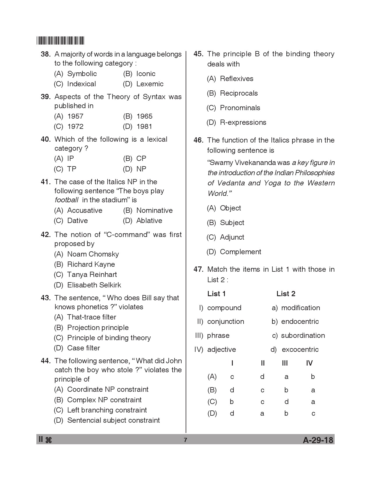 Telangana SET Linguistics 2018 Question Paper II 6