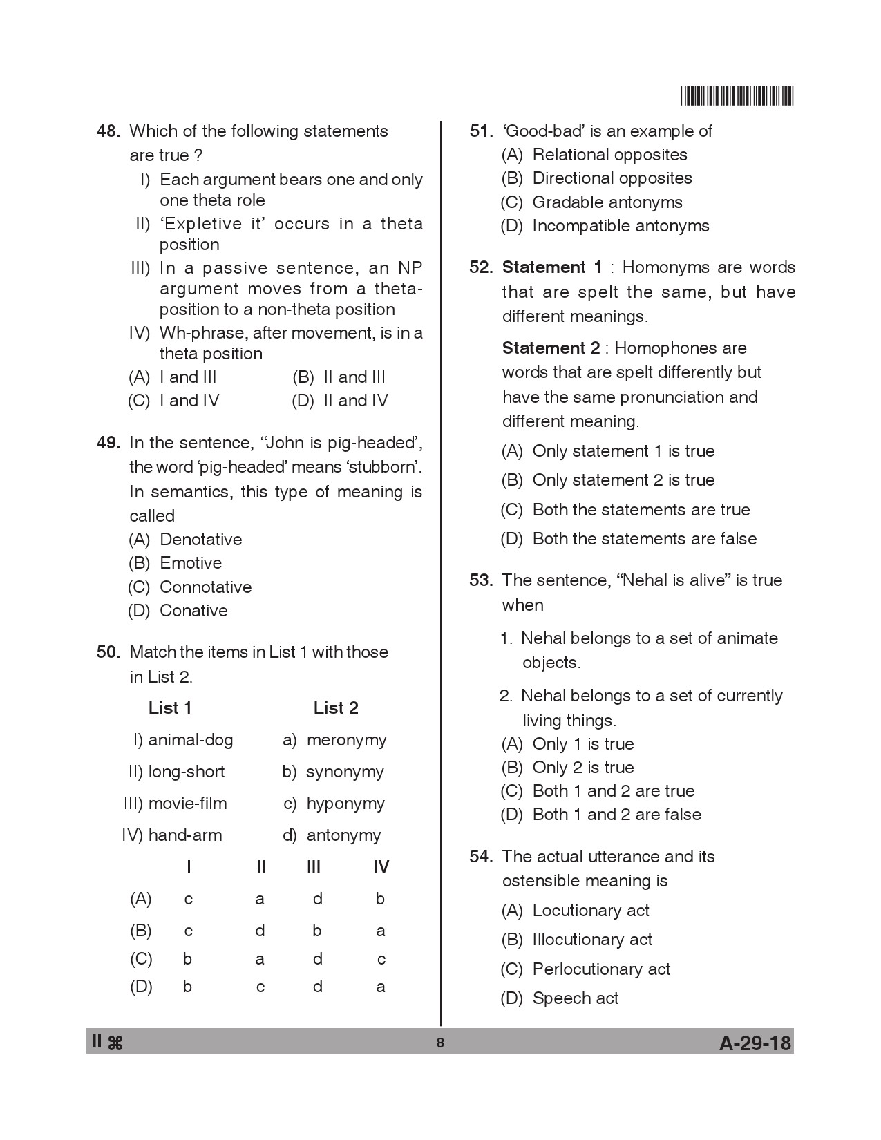 Telangana SET Linguistics 2018 Question Paper II 7