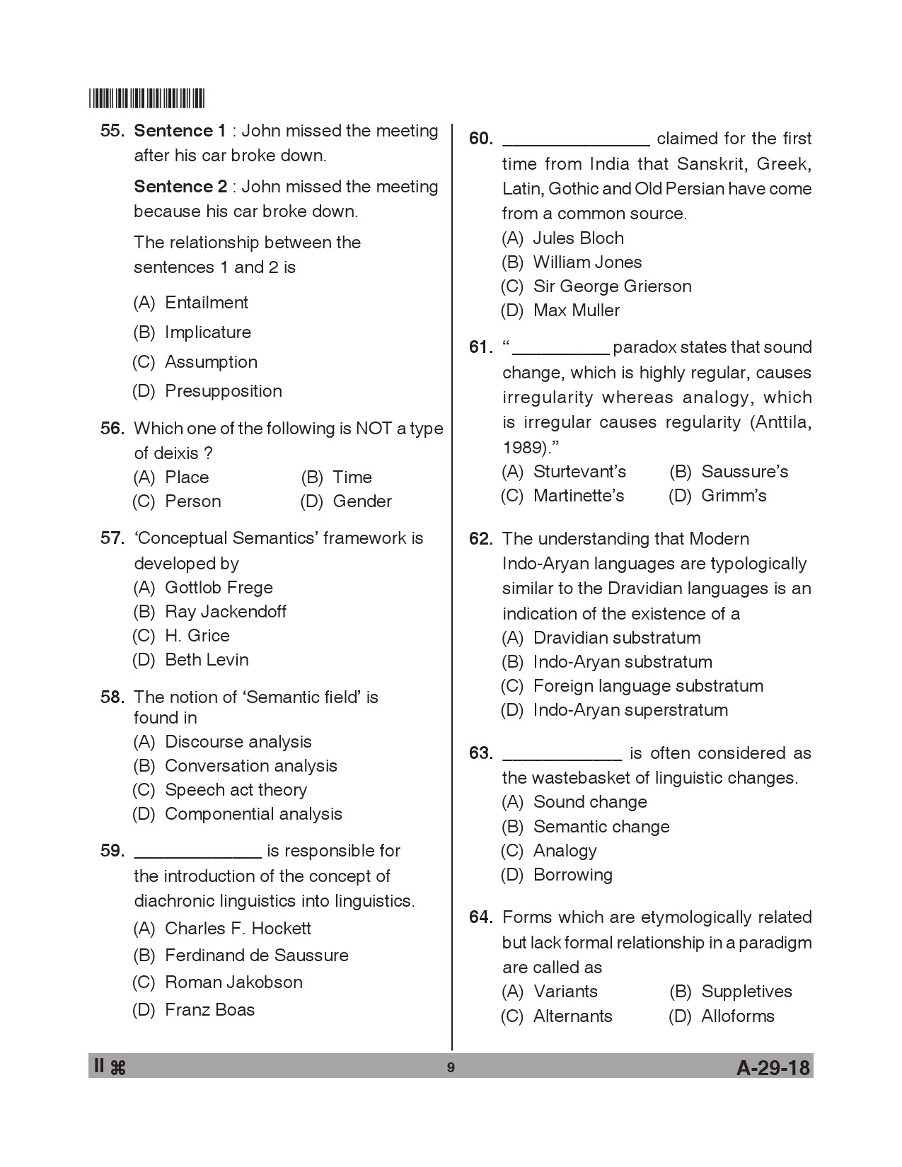 Telangana SET Linguistics 2018 Question Paper II 8