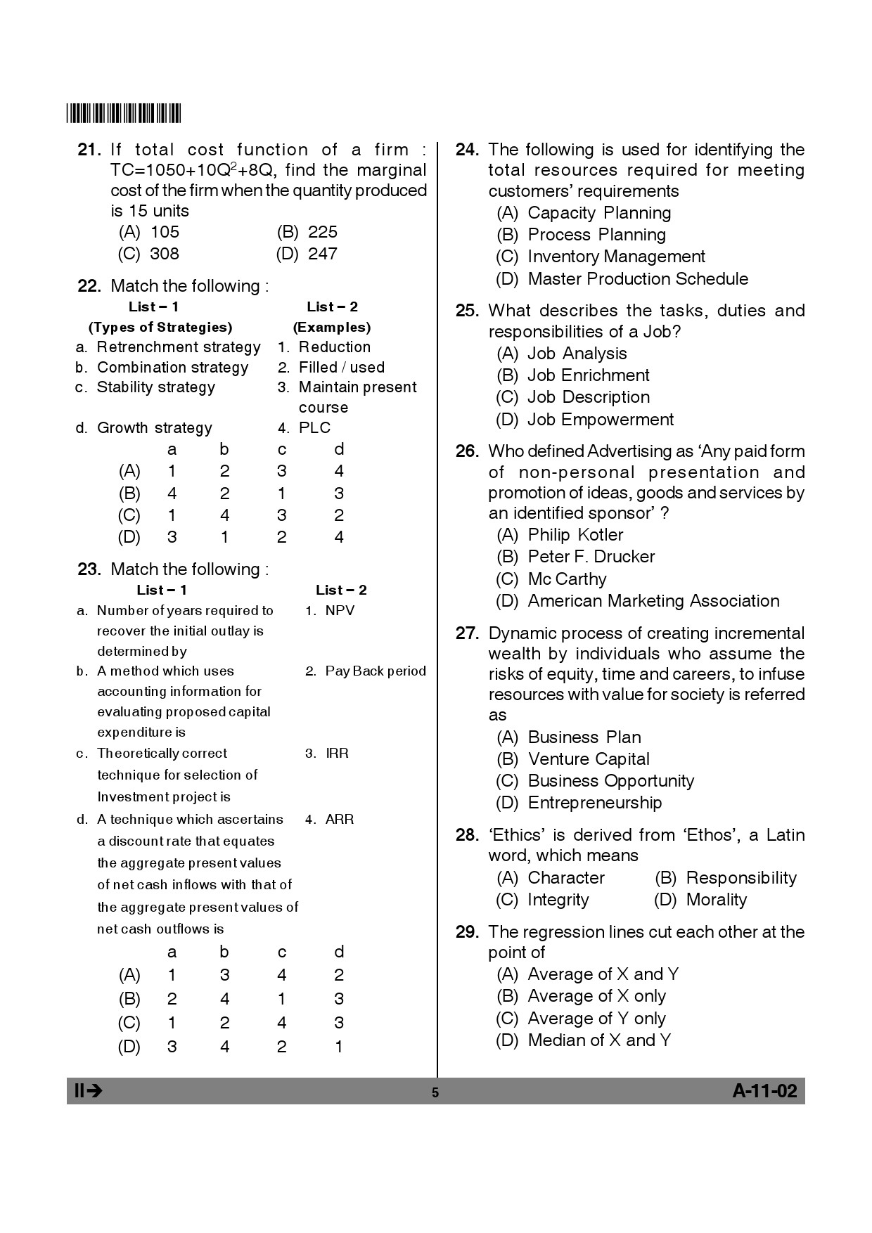 Telangana SET Management 2012 Question Paper II 4