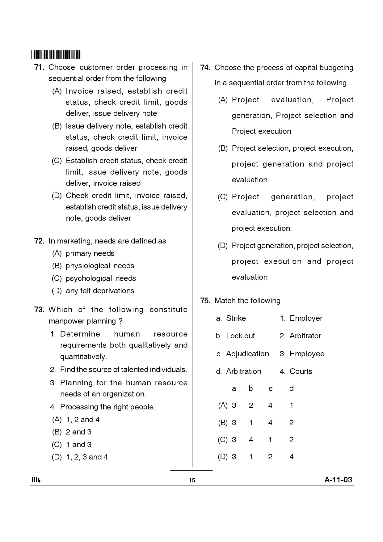 Telangana SET Management 2012 Question Paper III 14