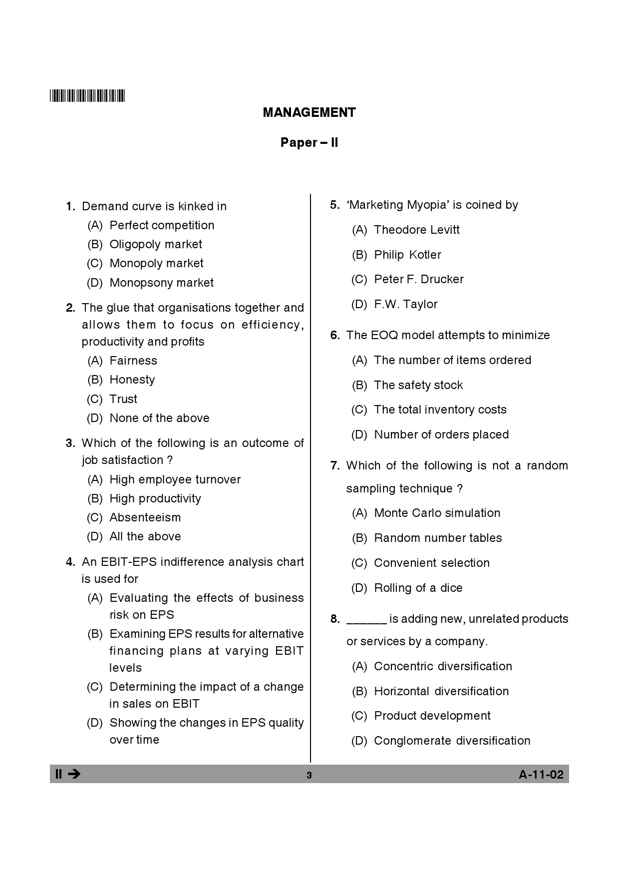 Telangana SET Management 2014 Question Paper II 2